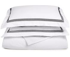 Superior Super Weiches Licht Gewicht knitterfrei Bettbezug mit Peaks Stickerei kissenrollen in Geschenk-Box, 100% gebürstete Mikrofaser, weiß/schwarz, Twin/X-Large