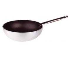 Pentole Agnelli Linie Aluminium 5 mm Platinum Wok mit Boden 28 cm Silber/schwarz