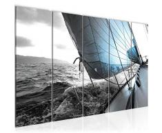 Bilder Wasser Boot Wandbild 150 x 60 cm Vlies - Leinwand Bild XXL Format Wandbilder Wohnzimmer Wohnung Deko Kunstdrucke Blau 5 Teilig - MADE IN GERMANY - Fertig zum Aufhängen 600956c