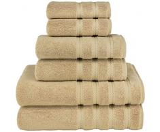 American Soft Linen 2020 100% türkische Baumwolle Badetuch-Set, Handtuch, Waschlappen Jumbo Badetücher Set Modern 6-Piece Towel Set Taupe