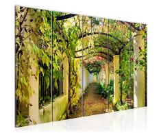 Bilder Garten Natur Wandbild 200 x 80 cm Vlies - Leinwand Bild XXL Format Wandbilder Wohnzimmer Wohnung Deko Kunstdrucke Grün 5 Teilig - MADE IN GERMANY - Fertig zum Aufhängen 609255a