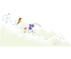 Indigos 4051719736724 Wandtattoo MF214 Winterlandschaft Blumen Vogel Retro 120 x 56 cm