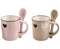 VILLA DESTE Hänchen 4er Set Espressotassen, Keramik, Beige, 4 TLG.