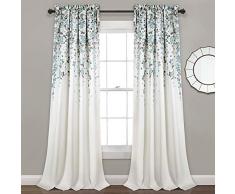 Lush Decor Vorhang-Set mit weinenden Blumen, 248 x 132 cm, Blau und Grau
