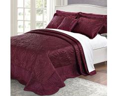 Home Soft Things Steppdecke aus Satin, für Queen, Burgunderrot