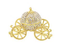 Hophen Schmuckkästchen, Kürbiskutsche mit Strasssteinen, zum Aufklappen, goldfarben