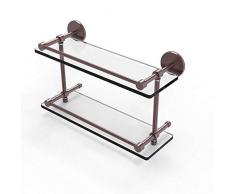 Allied Messing P1000–2/16-gal-ca 40,6 cm ESG doppelten Glas Regal mit Galerie-Schiene, Kupfer Antik