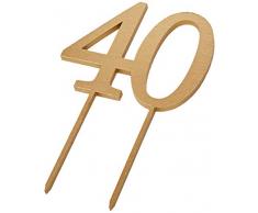 Mopec W140 Cake Topper 40 in Goldfarbe, 12 x 17 cm, Holz, mehrfarbig, Einheitsgröße