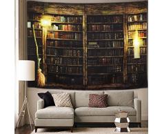 Vintage Bücherregal Wandteppich Wandbehang Arbeitszimmer Bild Kunst Druck Wandteppich Retro Bücherregal Wanddekoration Bohemian Hippie Wandteppiche für Schlafzimmer College Wohnheim Dekor, Bücherregal, M51.2X59.1