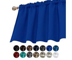 m-deconovo Solid strukturiert geprägt Rod Pocket Blackout Querbehang Vorhänge, Polyester-Mischgewebe, königsblau, 42x18 Inch