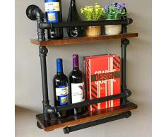 Warm Van, Industrie-Vintage-Wandmontage, Holzregal, rustikales Weinregal, Industrie-Likörflaschenhalter, Eisenrohr-Halterung, Bauernhof-Regal
