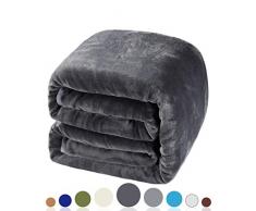 Balichun Weiche Fleecedecke, Winter, warm, gebürstetes Flanell, für alle Jahreszeiten, leicht, Thermo-Überwurf für Bett, Sofa oder Couch Queen dunkelgrau