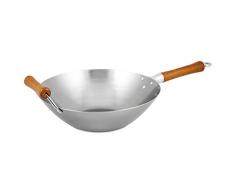 Ken Hom KH432003 Wok, traditionell, Karbonstahl, Durchmesser 32 cm, induktionsgeeignet, Stahl, grau, 32 cm