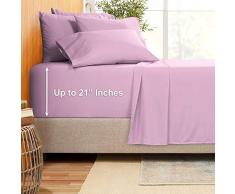 Empyrean Bettwäsche Bambus Mischung 6-teilig 21 Bettlaken Set - Bambus und Mikrofaser Mischung - extra Tiefe Taschen Bettlaken - pflegeleicht knitterfrei Kein Bügeln notwendig Full Lavendeltraum