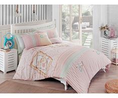 Eponj Home Bettwäsche-Set für Doppelbett 200 x 200 cm Pimk Beige Bianco Menta