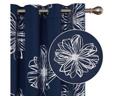 deconovo Foliendruck Verdunkelungsvorhang, Polyester-Mischgewebe, marineblau, 52x63 Inch