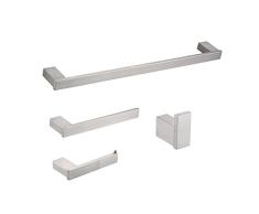 KTY rostfrei 4-teilig Bad Hardware Zubehör Set, Wie Handtuch Bar WC Papier Halter Handtuchhalter Bademantel Haken SUS 304 Edelstahl Wandhalterung zeitgemäßes quadratisches Stil, gebürstet