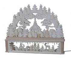 SchwibboLa KB 10-117 Erzgebirgischer Doppelt Beleuchteter Schwibbogen inklusive Erhöhung mit Zertifizierung, 52 x 42 cm 10-117