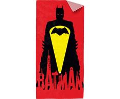 Batman vs. Superman 0122082 Strandtuch - âBatman â Bat Signalâ, 100% Baumwolle, rot, 38,70 x 25,8 x 3,1 cm