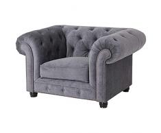 Max Winzer® Sessel Orleans, grau, Samtvelours, Chesterfield, 135 x 100 x 77 cm