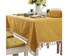 JH tablecloths Modern Einfach Baumwolle Tischdecke Party Esszimmer Hochzeit Tischdecken, Check Yellow, 135 * 135cm(53*53)