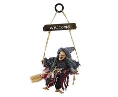 Greenery Halloween Hängende Hexe Dekoration Spielzeug Haus Shop Bar Willkommensschild Horror Geist Teufel Zauberer Figur Ornamente Urlaub Festliche Deko Requisiten schön grau