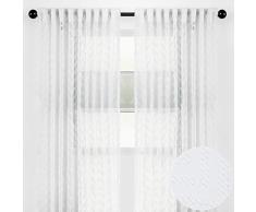 Chanasya Stickerei Design Weiche Texturierte Sheer Vorhang Paneele für Wohnzimmer Schlafzimmer Küche Fenster Terrasse Büro halbdurchscheinend Fenster Behandlung Vorhänge für Home Dekoration (Set von 2 Paneelen) Casual W52xH108 Inches weiß