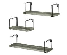 SRIWATANA Wandregal, rustikal, schwimmend 3 Shelves Grey grau