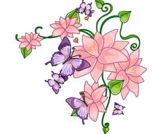 Indigos 4051719801132 Wandtattoo ME018 wunderschÃ¶ne Schmetterlinge Blume Hibiskus Ranke Tribal 60 x 59 cm