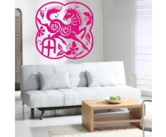 INDIGOS 4052166083065 Wandtattoo w466 Tierzeichen Pferd Wandaufkleber 120 x 119 cm, rosa