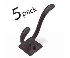Ambipolar Dekorative Kleiderhaken aus Gusseisen, rustikal, Wandmontage, Vintage-Stil, modernes Bauernhaus/Eingangsbereich, Garderobe, Taschen, Hüte, Handtücher (Antikschwarz), T4-15
