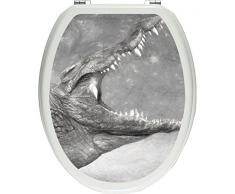 Pixxprint gewaltiges stolzes Krokodil schwarz/weiß als Toilettendeckel Aufkleber, WC, Klodeckel - Maße: 32x40 cm, Gläzendes Material Toilettendeckelaufkleber, Vinyl, bunt, 40 x 32 x 0.02 cm