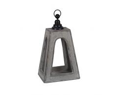 Benjara Farmhouse Laterne aus Zement mit Endstück, klein, Grau/Schwarz