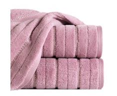 Eurofirany Ikar Handtuch Baumwolle Bordüre Velour Streifen Weich Dick Set 6-er Pack, Puder, 50X90 cm