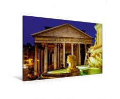 Premium Textil-Leinwand 120 x 80 cm Quer-Format Piazza della Rotonda, Brunnen vor dem Pantheon | Wandbild, HD-Bild auf Keilrahmen, Fertigbild auf hochwertigem Vlies, Leinwanddruck von Uwe Bade