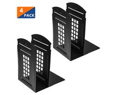 MerryNine London Buchstützen, Schwermetall, rutschfest, stabil, dekoratives Geschenk für Bücherregal, Büro, Schule, Bibliothek. Black-2pairs
