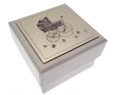 WHITE COTTON CARDS Hochzeitsbox Geschenkbox, mit englischem Text, für Kinderwagen, Mini, silberfarben
