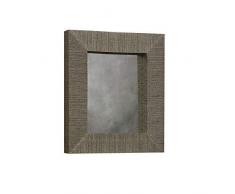 Benjara Mendong Wandspiegel mit erhöhten Kanten, Schwarz/Braun