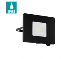EGLO LED AuÃen-Strahler Faedo 3, 1 flammige AuÃenleuchte, Wandstrahler aus Alu, Farbe: Schwarz, Glas: klar, 30 Watt, IP65