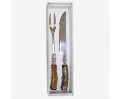 Better & Best Tranchierbesteck aus Metall, rustikal, mit Griffen aus Horn, Maße: 32 und 33,5 cm
