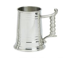 Edwin Blyde & Co 1 Pint Bierkrug mit massivem Metall Basis – Gemustert Körper mit traditionellem Seil Griff, Zinn