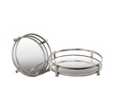 Urban Trends 94256 Metall Tablett rund mit abgeschrägtem Spiegel Oberfläche Set