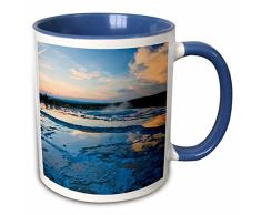3dRose Wyoming, Yellowstone National Park, geyser-us51 ldi0095-larry Ditto-Two Ton Blau Becher, Keramik, Blau/Weiß, 10,16 x 7,62 x 9,52 cm