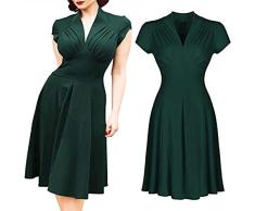 maket 2017New Vintage Style Retro 1940er Jahre Shirtwaist ausgestellt Party Tee Elegant Frauen Kleid Sommer Kleid Swing Skater Größe 36-18 X-Large grün