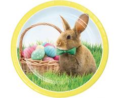 Creative Converting 343193 Osterhase und Korb Pappteller, 22,9 cm, mehrfarbig