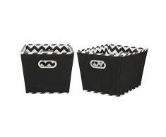 Household Essentials Medium Tapered Dekorative Aufbewahrungsboxen, 2 Pack Set, Schwarz/Chevron