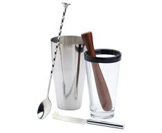 Barcraft 4-teilig Edelstahl, Glas und Holz Mojito Cocktail Set