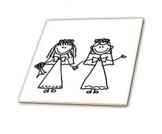 3dRose Funny Gay Ehe Braut & Braut Hochzeit Cartoon – Keramik Fliesen, 6 (CT 216724 _ 2)