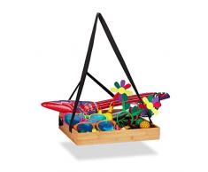 Relaxdays Bauchladen Bambus, für Junggesellenabschied, Junggesellinnenabschied & Promotion, 2 Gurte, 50x40 cm, Natur, Größe