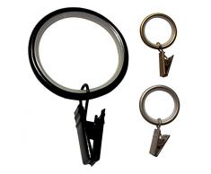 Curtain Clip Rings Gardinenringe für Gardinen, 2,5 cm, geräuscharm, 24 Stück schwarz